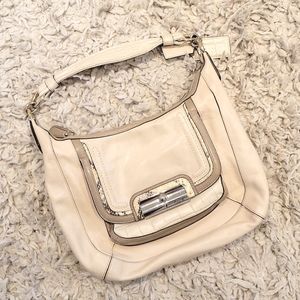 Coach cream leather handbag with exotic detail